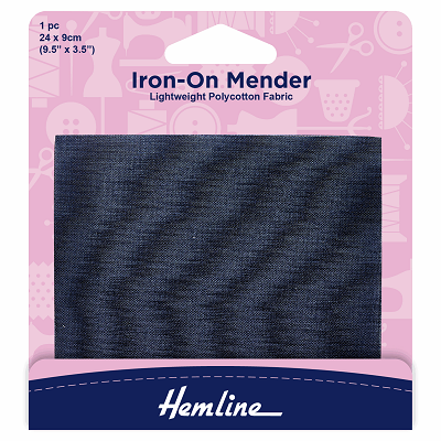 H691.N Polycotton Iron On Patch: Navy - 24 x 9cm..